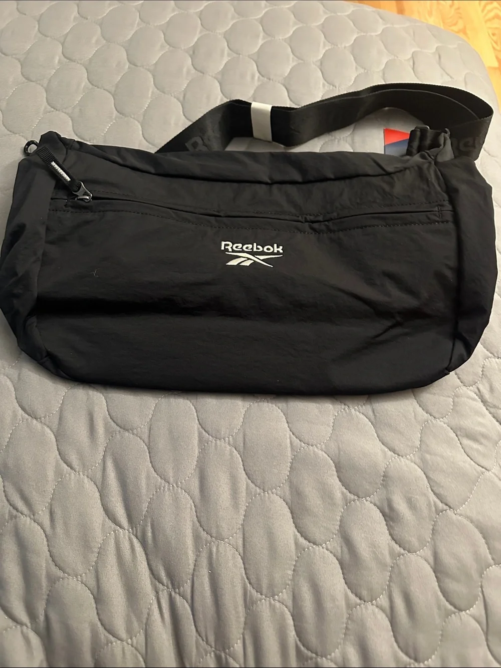 Reebok Black Messenger Bag with White Logo
